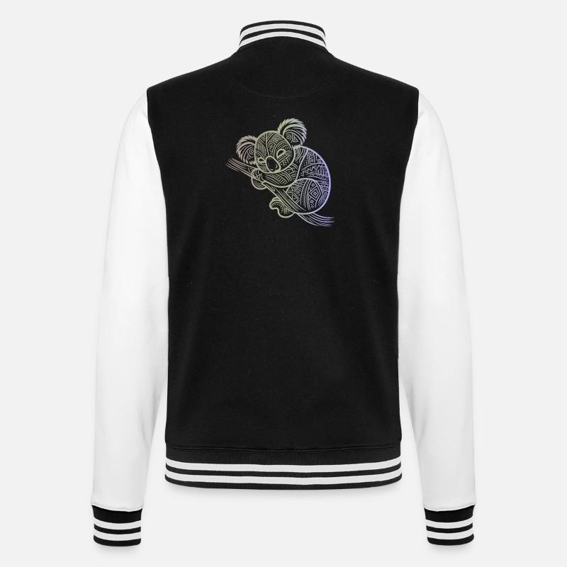 koala in aboriginal patterns, tribal - College Sweat Jacket - black/white