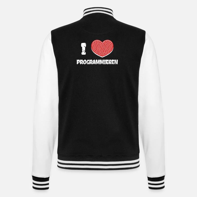 Developer Herz Programmierer Statement Informatik - College-Sweatjacke - Schwarz/Weiß