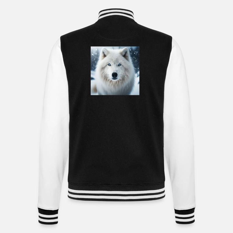 Arktischer Wolf - College-Sweatjacke - Schwarz/Weiß