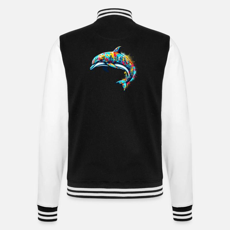 Delfin - College-Sweatjacke - Schwarz/Weiß