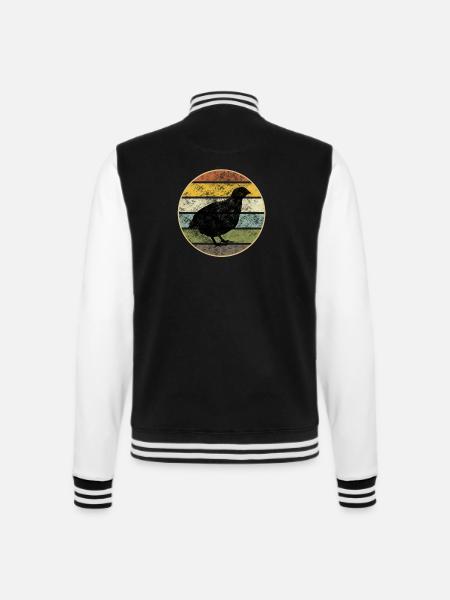 Retro Wachtel Sonnenuntergang - Vintage Quail - College-Sweatjacke - Schwarz/Weiß