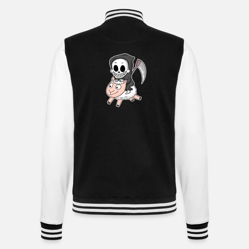 Grim Reaper Sheep Motif - College Sweat Jacket - black/white