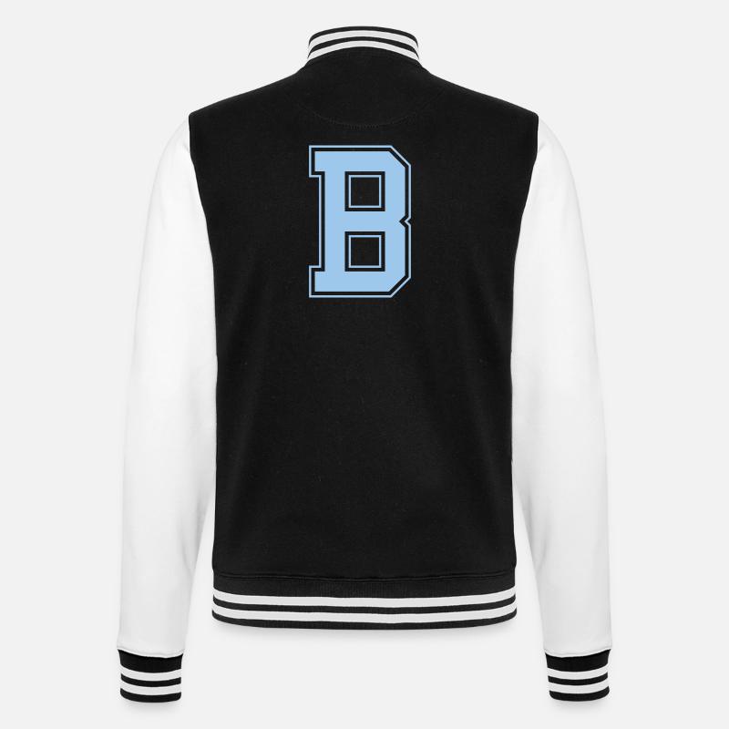 Monogramm Hellblau Varsity College Initiale B - College-Sweatjacke - Schwarz/Weiß