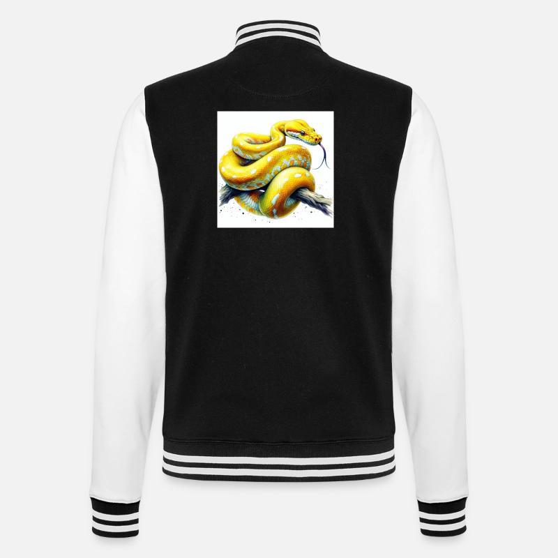 Gelbe Python - College-Sweatjacke - Schwarz/Weiß