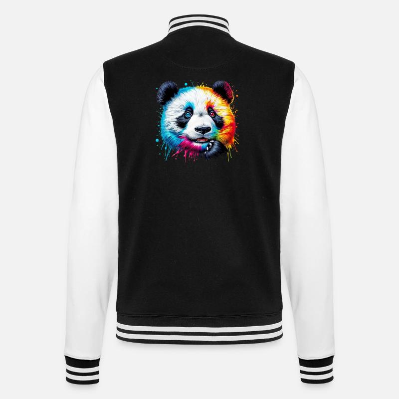 Panda - College-Sweatjacke - Schwarz/Weiß