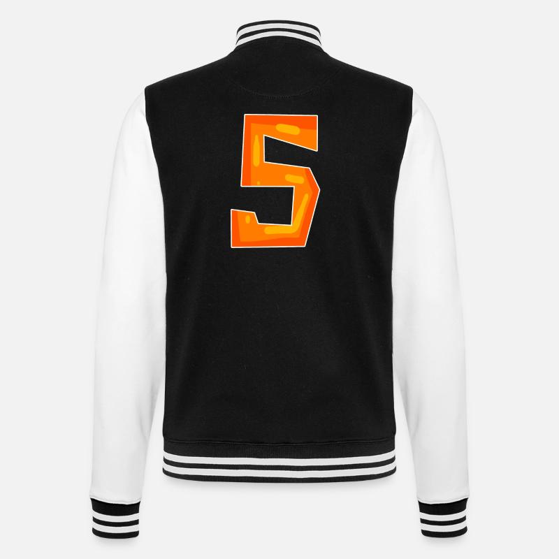 5 Orange - College-Sweatjacke - Schwarz/Weiß