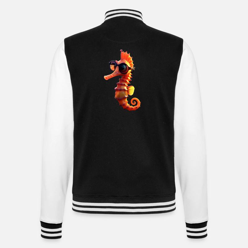 Seepferdchen Aquarist Angler Süßes Seepferdchen - College-Sweatjacke - Schwarz/Weiß