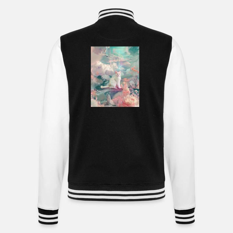 Chat pastel dans Dreamscape - Veste Teddy - noir/blanc
