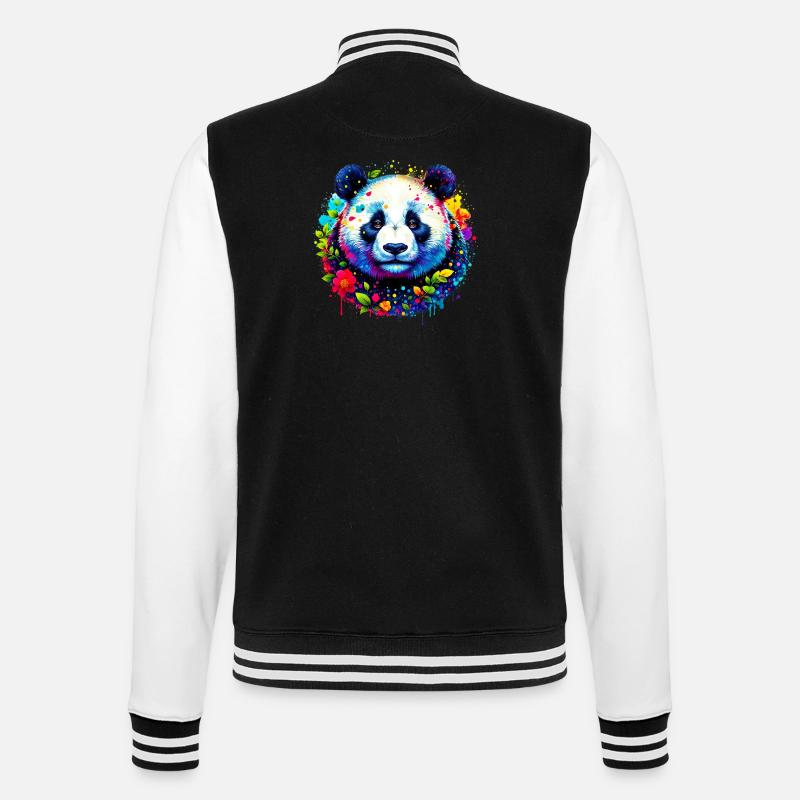 Panda - College-Sweatjacke - Schwarz/Weiß