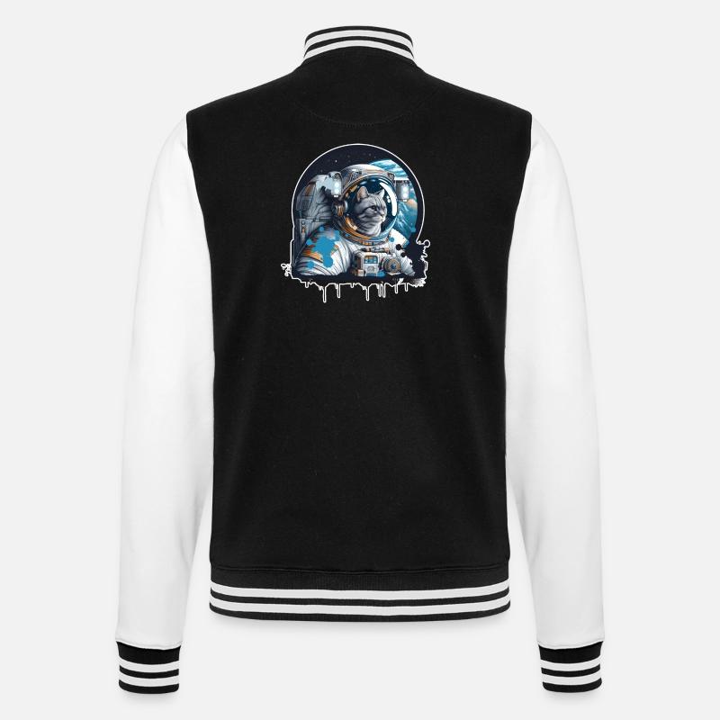 Un chat en costume d’astronaute - Veste Teddy - noir/blanc