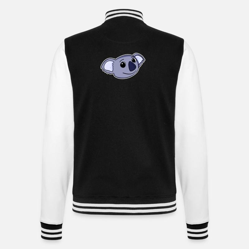 Koala Bear Head - College Sweat Jacket - black/white