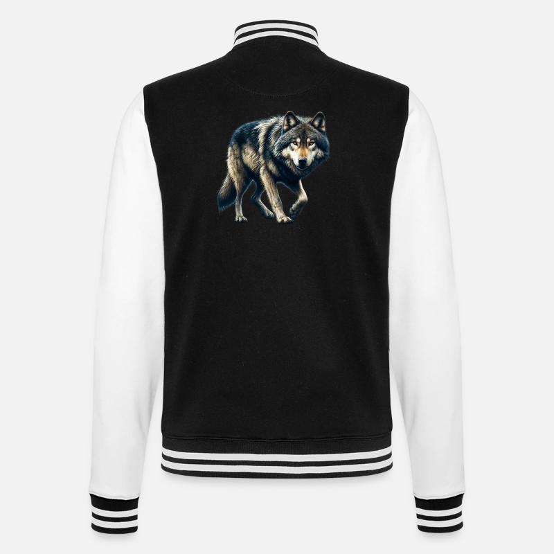 Wolf - College-Sweatjacke - Schwarz/Weiß