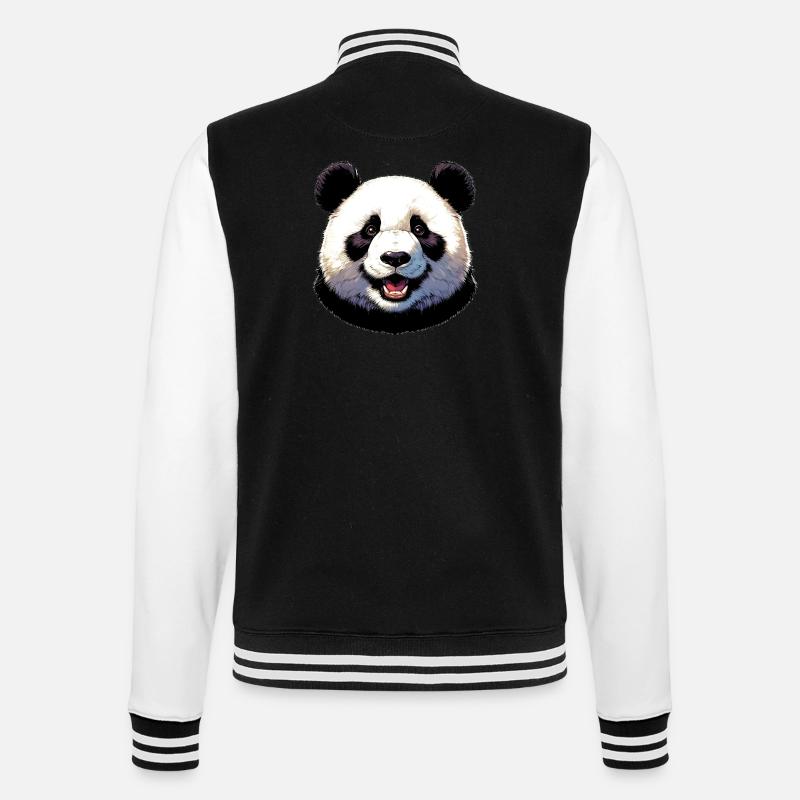 Panda - College-Sweatjacke - Schwarz/Weiß