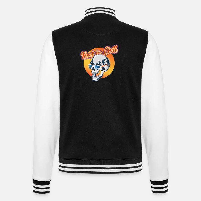 Rest in Chill Skull - College-Sweatjacke - Schwarz/Weiß