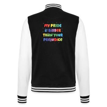 LGBT Pride Month - My Pride is Bigger - College Sweat Jacket - black/white - Back - Marisol (170cm)