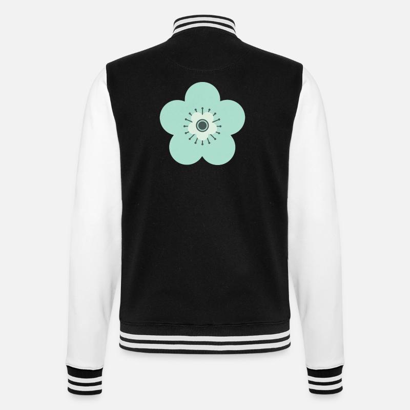 Vert menthe et fleur bleue - Veste Teddy - noir/blanc