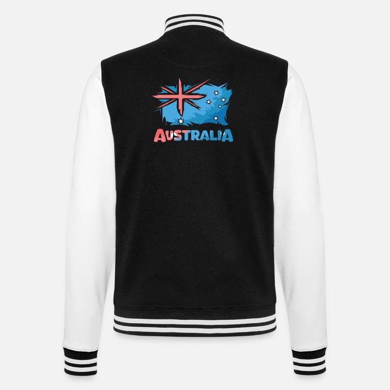 Australia Flag Comic Illustration Icon Logo - College Sweat Jacket - black/white