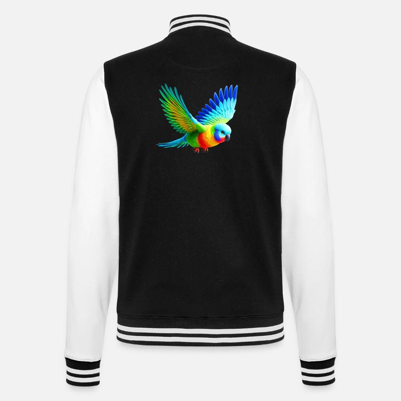 Regenbogensittich (03) - College-Sweatjacke - Schwarz/Weiß