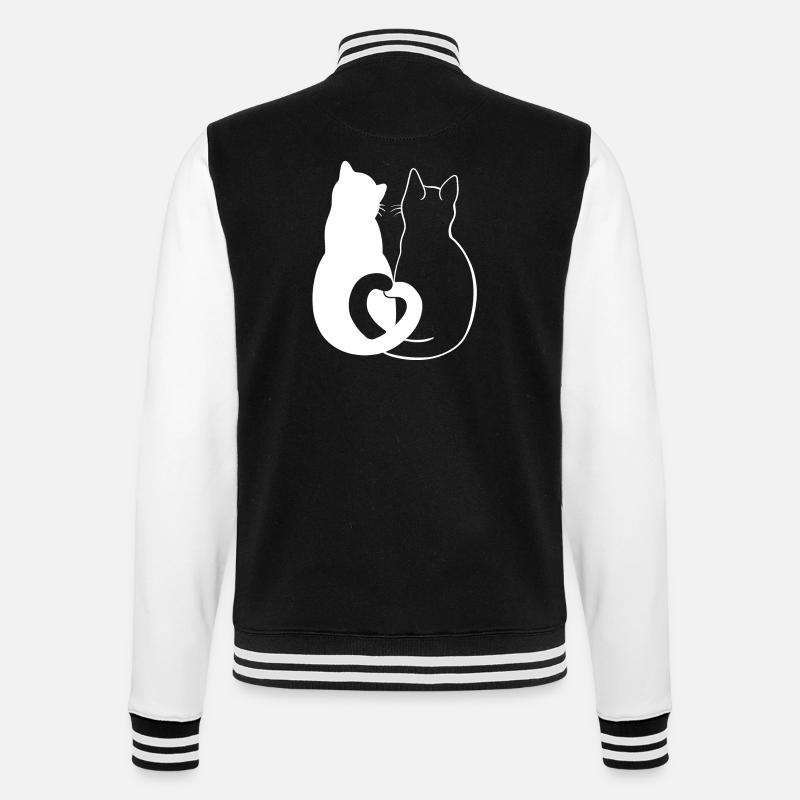 Liebevolle Katzen Silhouette Kunst - College-Sweatjacke - Schwarz/Weiß