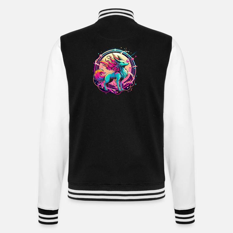 Psychedelic Fox Art - College Sweat Jacket - black/white