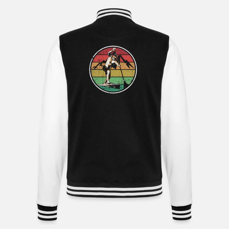 Retro Sunset Wakeboarder Circle - College Sweat Jacket - black/white