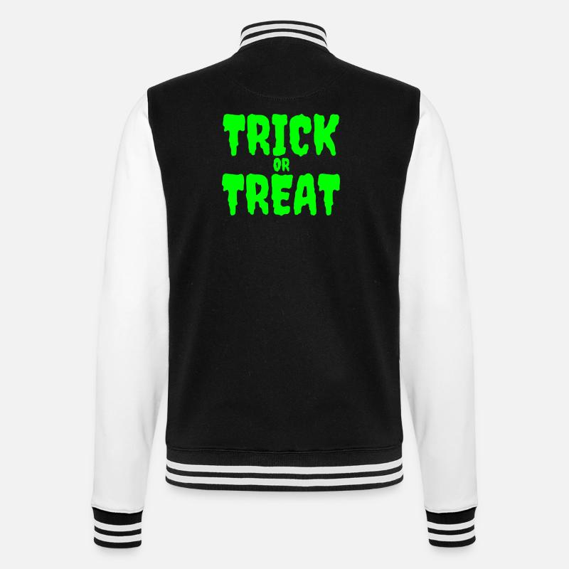 Im Dunkeln leuchtendes Süßes-oder-Saures-Design - College-Sweatjacke - Schwarz/Weiß