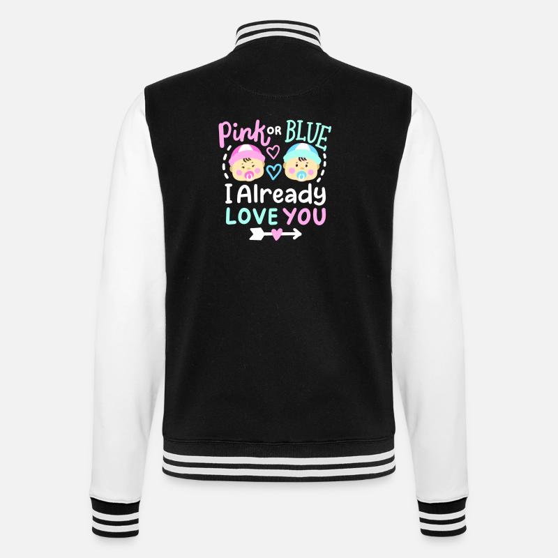 Pink oder Blau Gender-Reveal-Party - College-Sweatjacke - Schwarz/Weiß