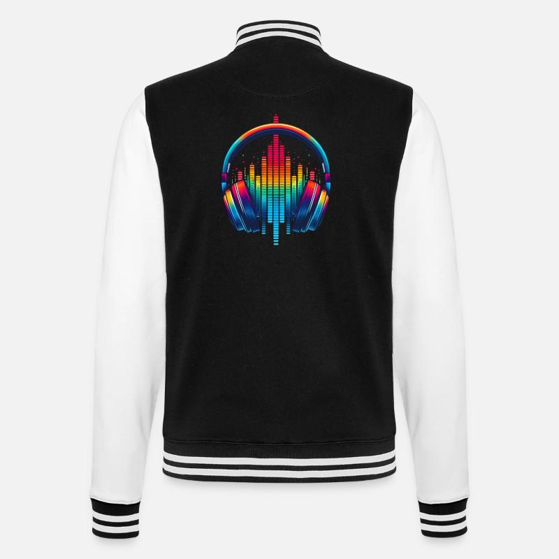 Lebendiger Klang Kopfhörer Regenbogen - College-Sweatjacke - Schwarz/Weiß