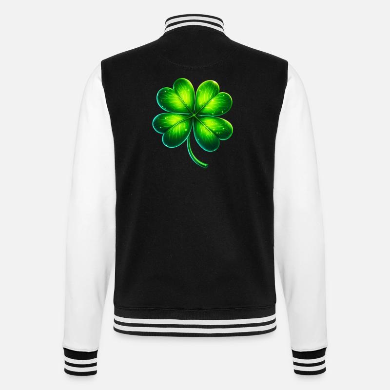 Vierblättriges Kleeblatt - College-Sweatjacke - Schwarz/Weiß