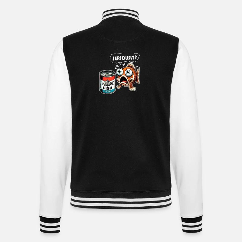 Funny canned fish design - College Sweat Jacket - black/white