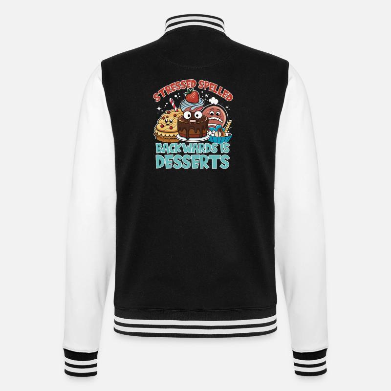 Stressed Spelled Backwards Desserts - College-Sweatjacke - Schwarz/Weiß