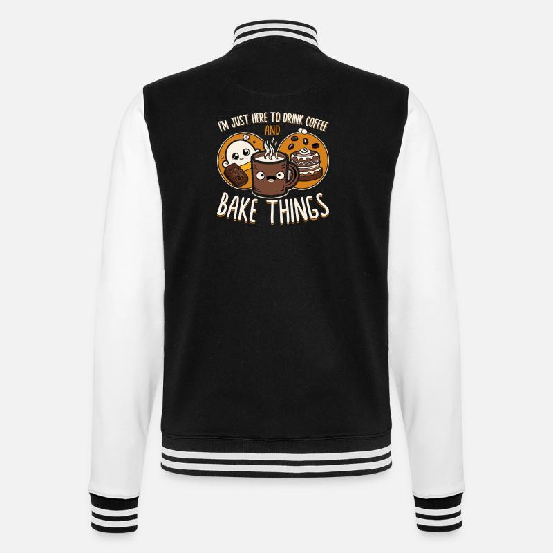 Coffee and Baking Saying Illustration - College Sweat Jacket - black/white