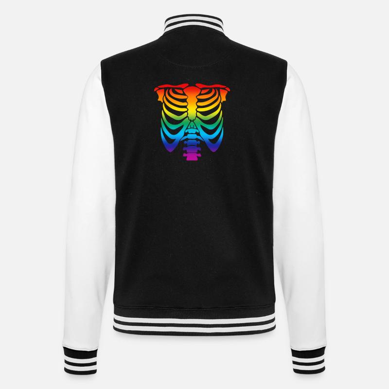 rainbow skeleton - rainbow skeleton - College Sweat Jacket - black/white