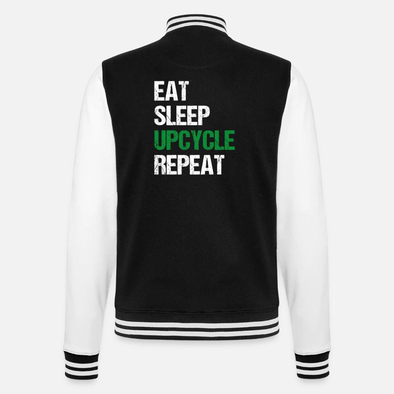 Upcycle Repeat - College-Sweatjacke - Schwarz/Weiß