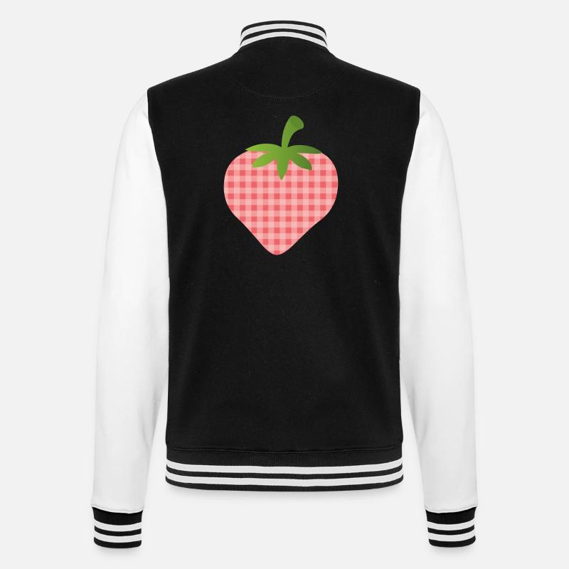 Strawberry with check pattern - personalizable - College Sweat Jacket - black/white