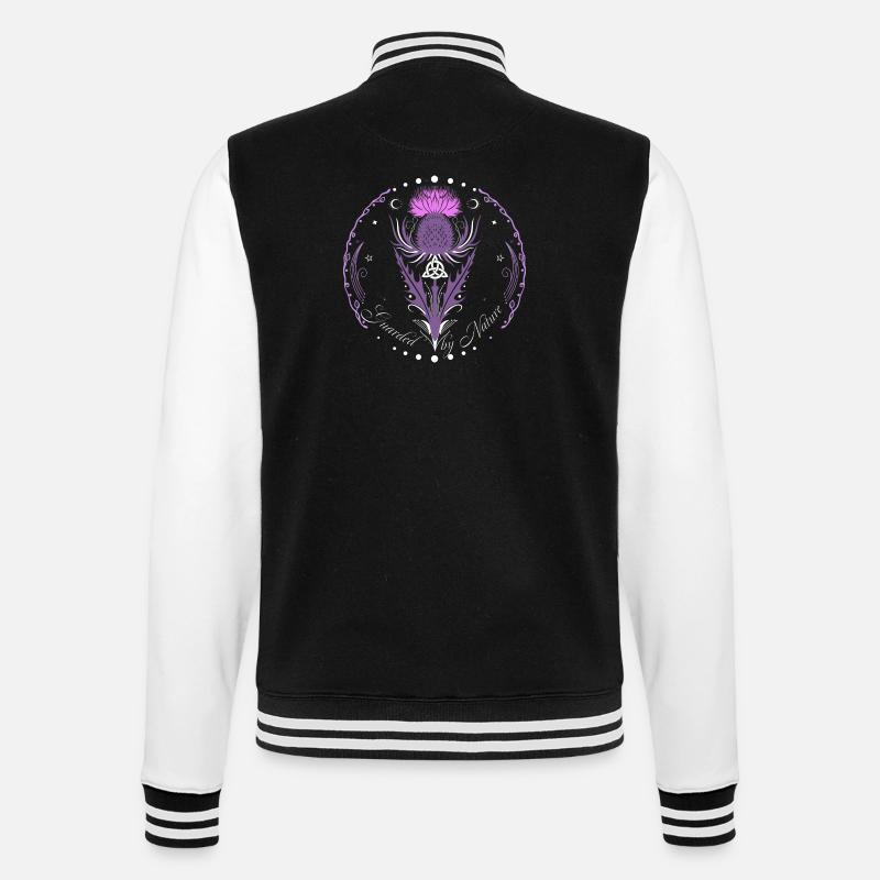 Thistle with Triquetra Guarded by Nature - College Sweat Jacket - black/white