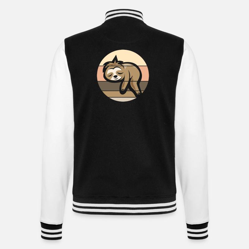 retro sloth comic icon sunset logo - College Sweat Jacket - black/white