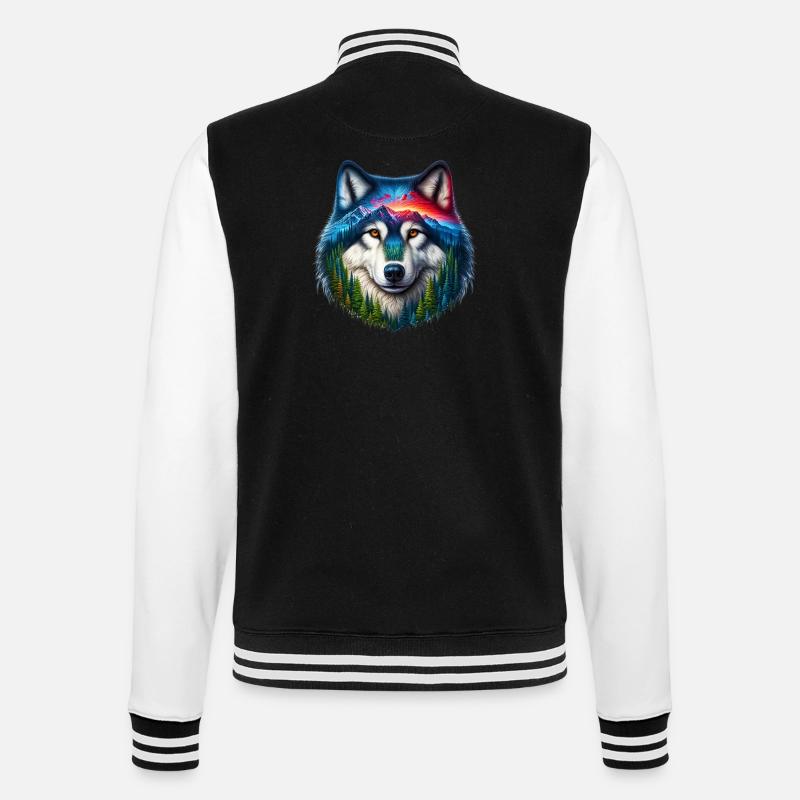Wolf - College Sweat Jacket - black/white