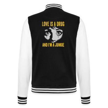 Love is a Drug Junkie - College Sweat Jacket - black/white - Back - Marisol (170cm)