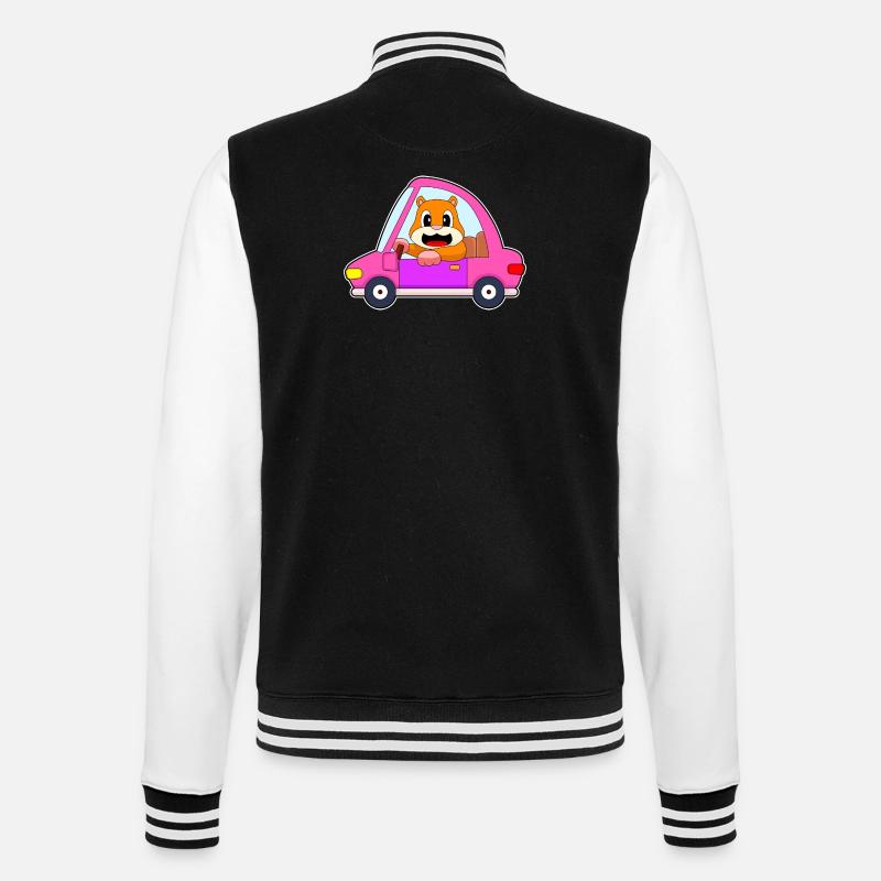 Hamster Auto - College-Sweatjacke - Schwarz/Weiß