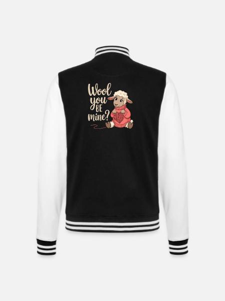 Wolliges Valentinsherz Schäfchen - College-Sweatjacke - Schwarz/Weiß