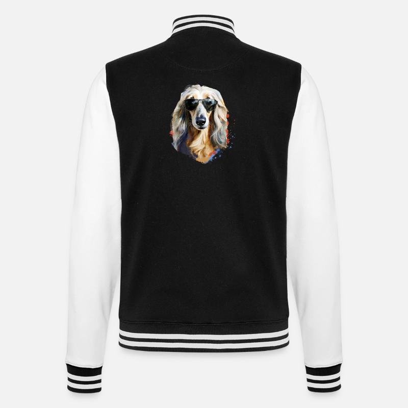 Afghan greyhound with sunglasses - College Sweat Jacket - black/white