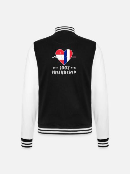 Austria and France 100% friendship - College Sweat Jacket - black/white