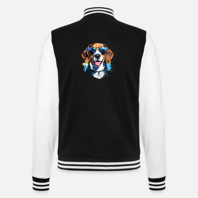 Beagle with sunglasses - College Sweat Jacket - black/white