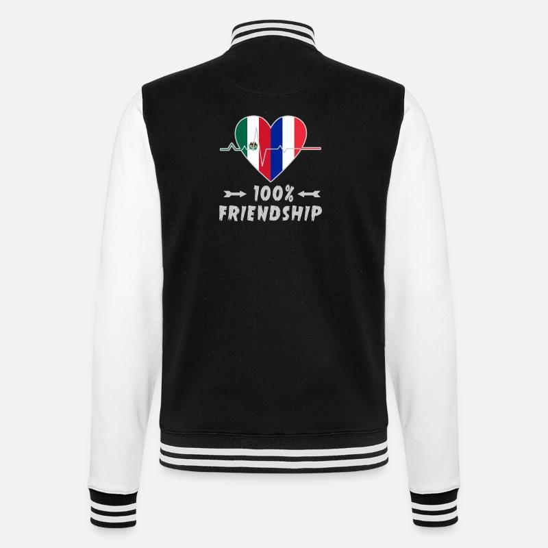 Mexiko und Frankreich 100% Freundschaft - College-Sweatjacke - Schwarz/Weiß