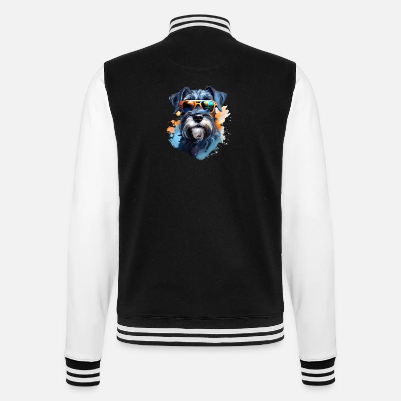 Schnauzer mit Sonnenbrille - College-Sweatjacke - Schwarz/Weiß