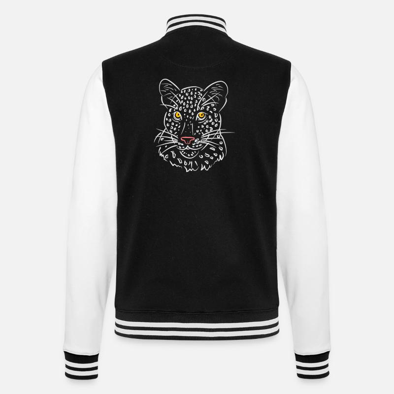 Leopardengesicht Illustration in Schwarz-Weiß - College-Sweatjacke - Schwarz/Weiß