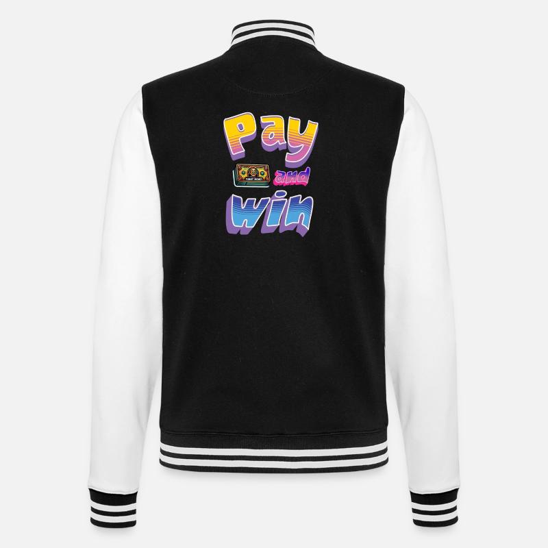 Play and Win Retro Design - College-Sweatjacke - Schwarz/Weiß