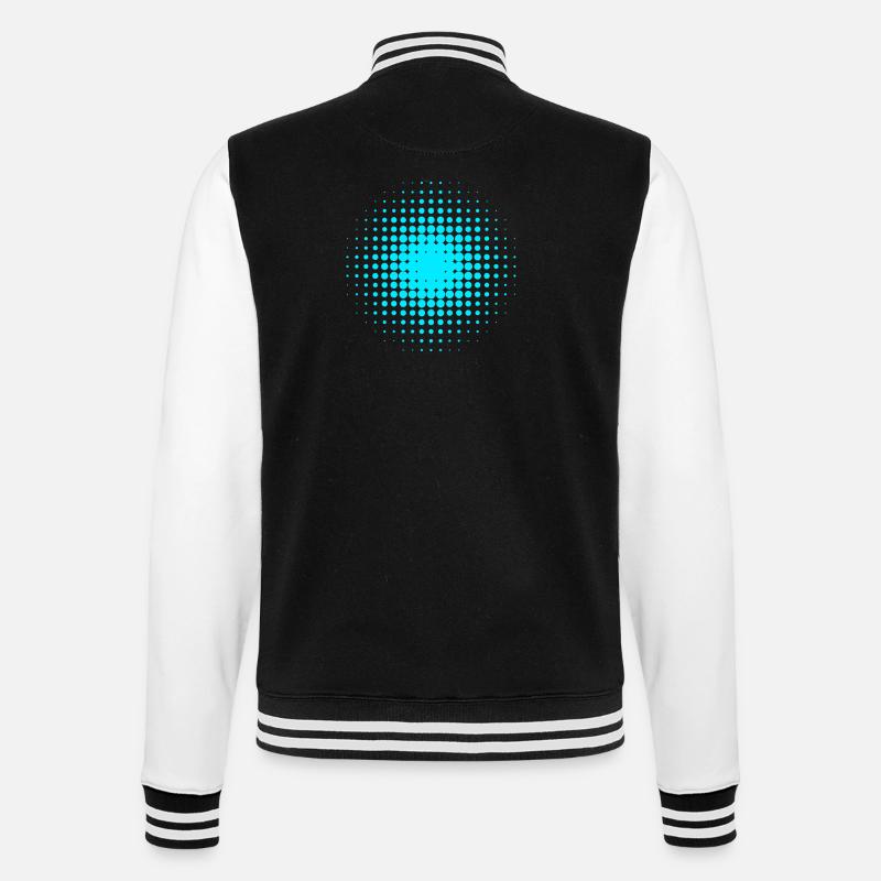 Abstract Blue-Gray Dot Patterns - College Sweat Jacket - black/white
