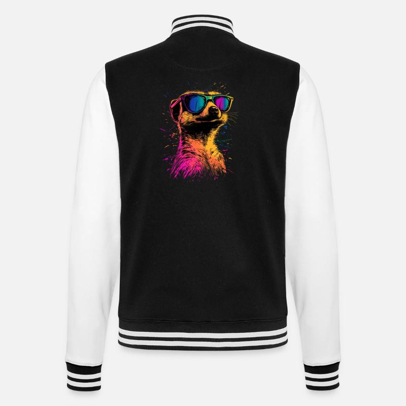 Erdmännchen Sonnenbrille Bunt Süßes Erdmännchen - College-Sweatjacke - Schwarz/Weiß